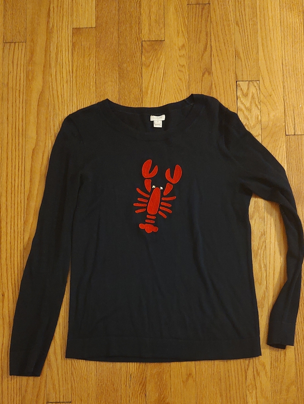 J Crew Women’s Navy Sweater with Red Lobster Motif